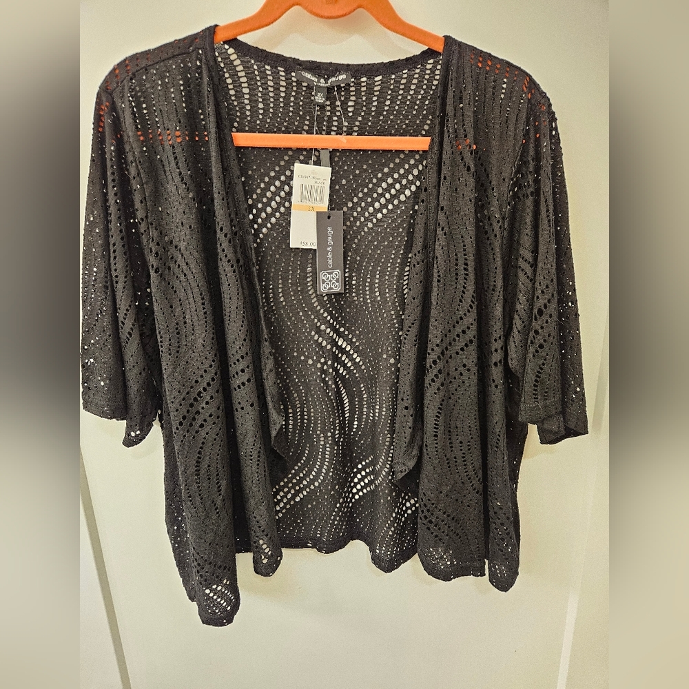 NWT - Cable & Gauge Black Sweater Wrap - Size 2X